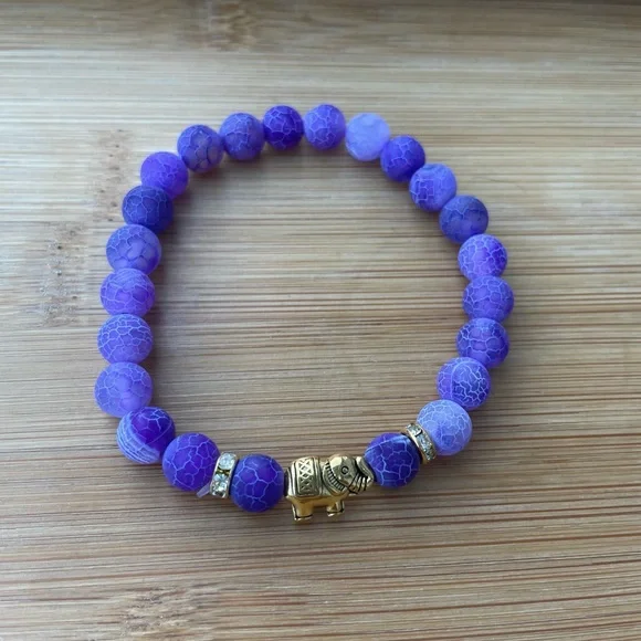 Amethyst Stone Gold Elephant Bracelet - Picture 4 of 6